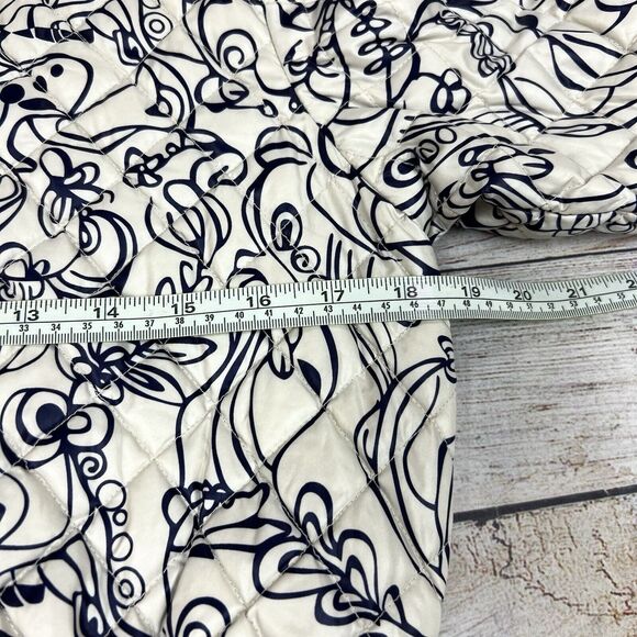 Odri White Blue Abstract Quilted Full Zip Feather Down Jacket Women's Si… - Picture 12 of 13